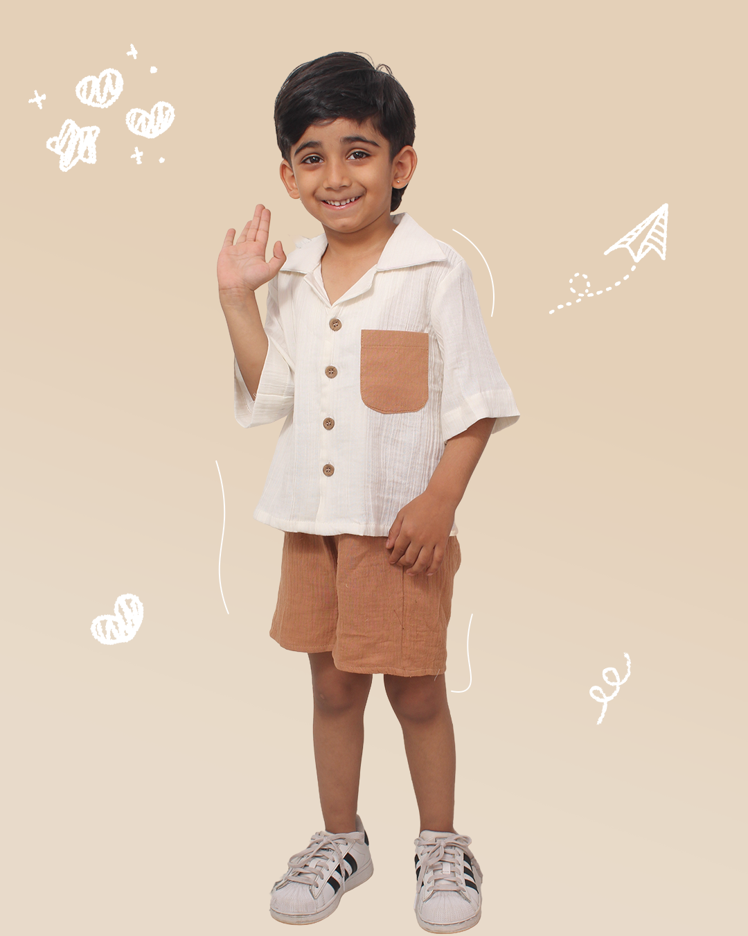 Boys Coord Set Beige