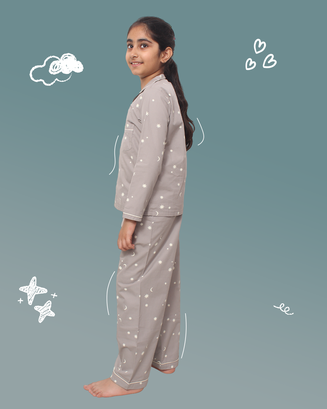 Kids Night Suit Star Moon Print