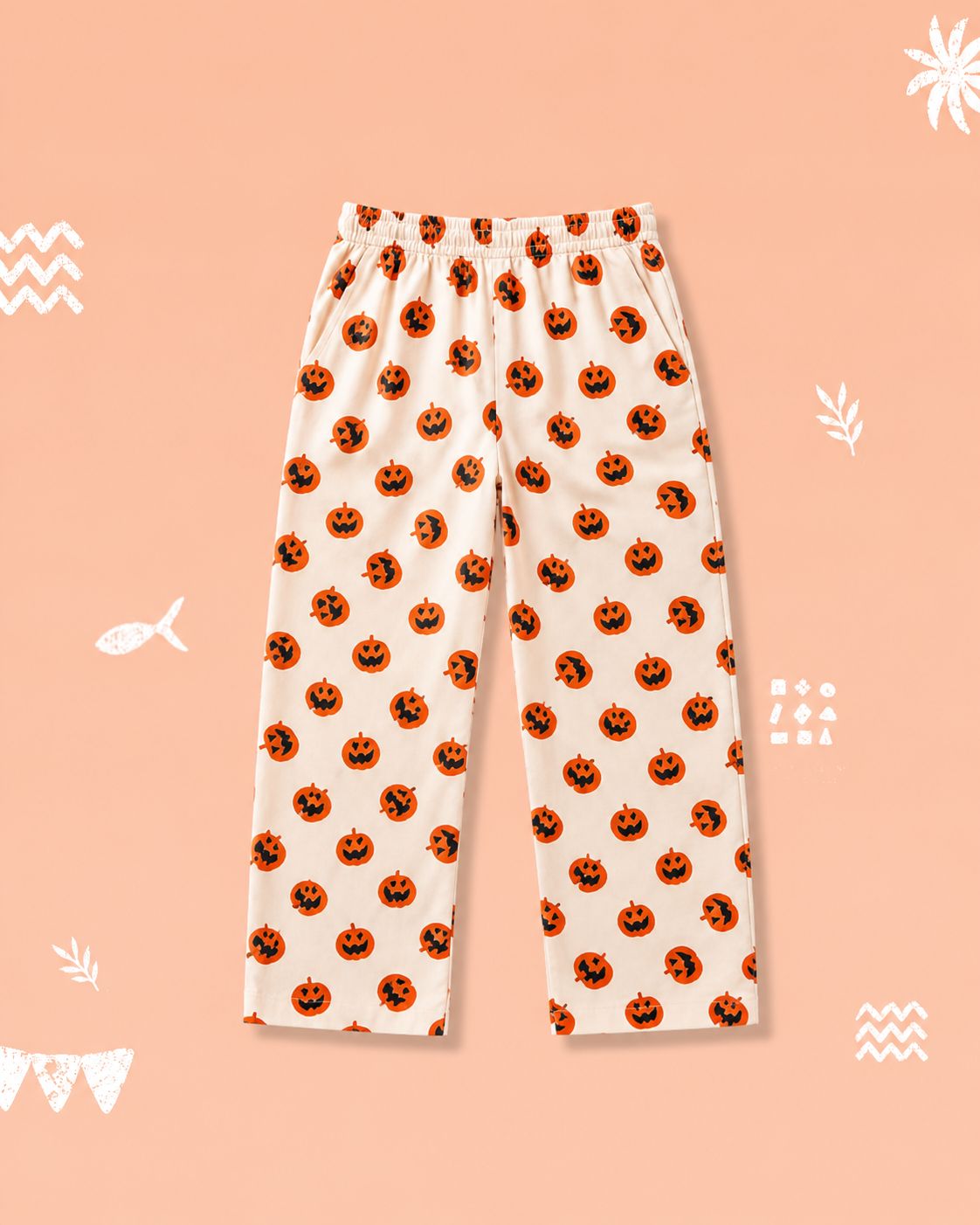Pumpkin Print Relaxed Fit Pants