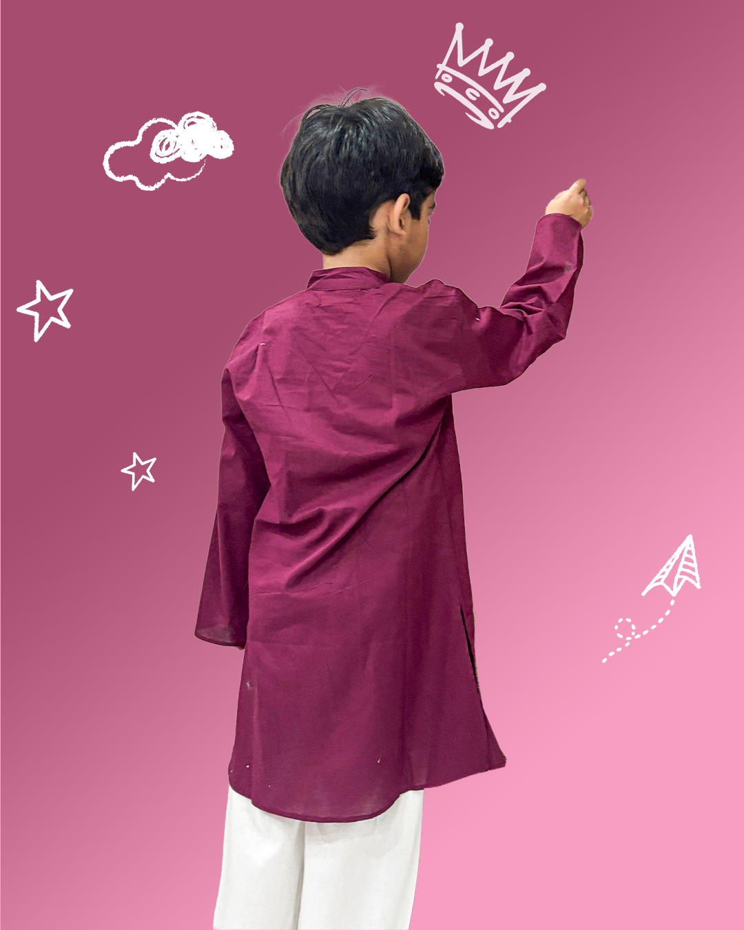 Wine Solid Pyjama Kurta