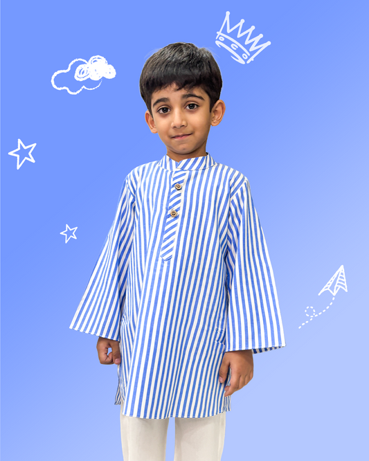 Blue Stripes Kurta Pyjama Set