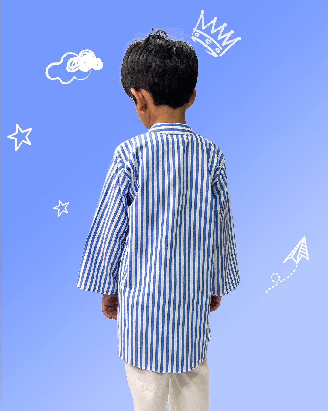 Blue Stripes Kurta Pyjama Set