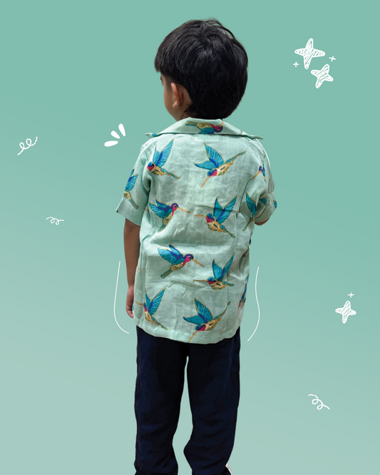 Boys Printed Shirt Cyan Colour