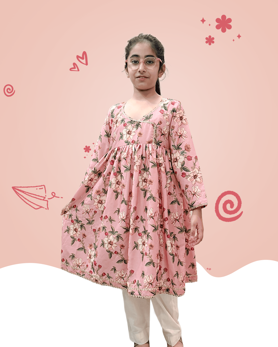 Blush Blossom Angrakha Kurta Set