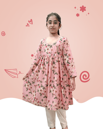 Blush Blossom Angrakha Kurta Set