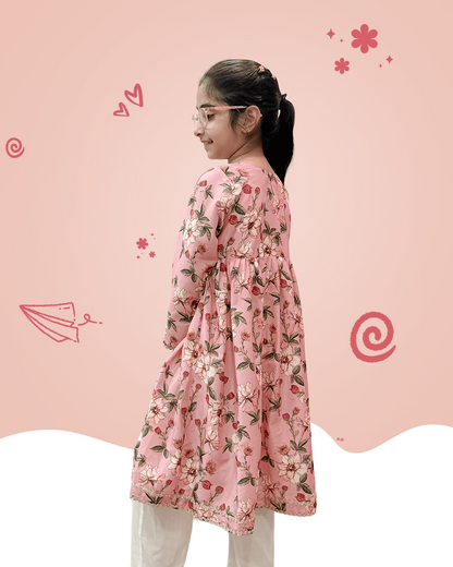Blush Blossom Angrakha Kurta Set