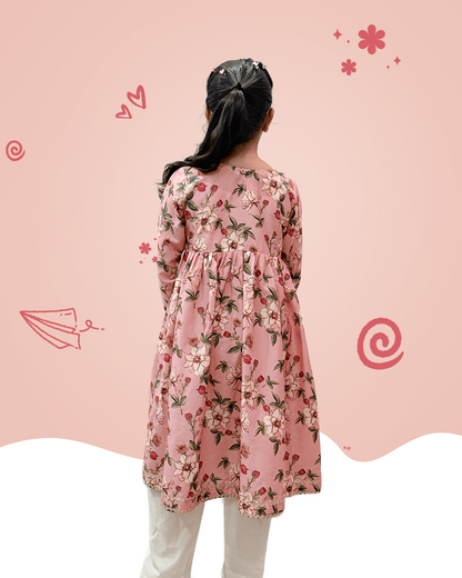 Blush Blossom Angrakha Kurta Set