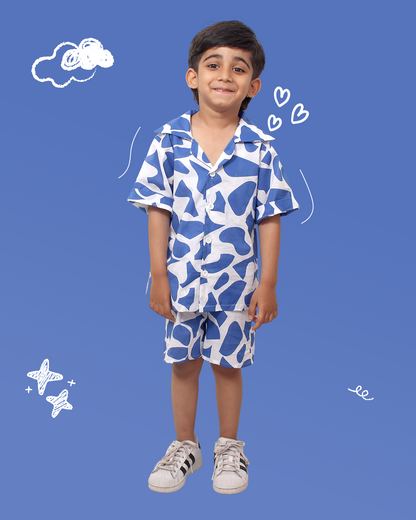 Boys Blue Abstract Print Shirt