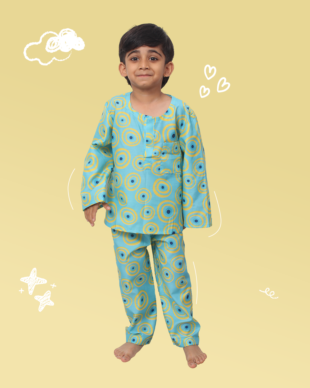 Kids Evil Eye Printed Night Suit