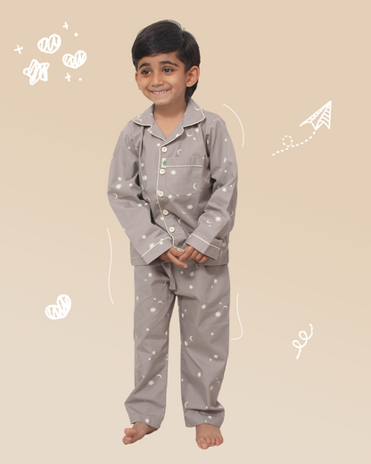 Kids Night Suit Star Moon Print