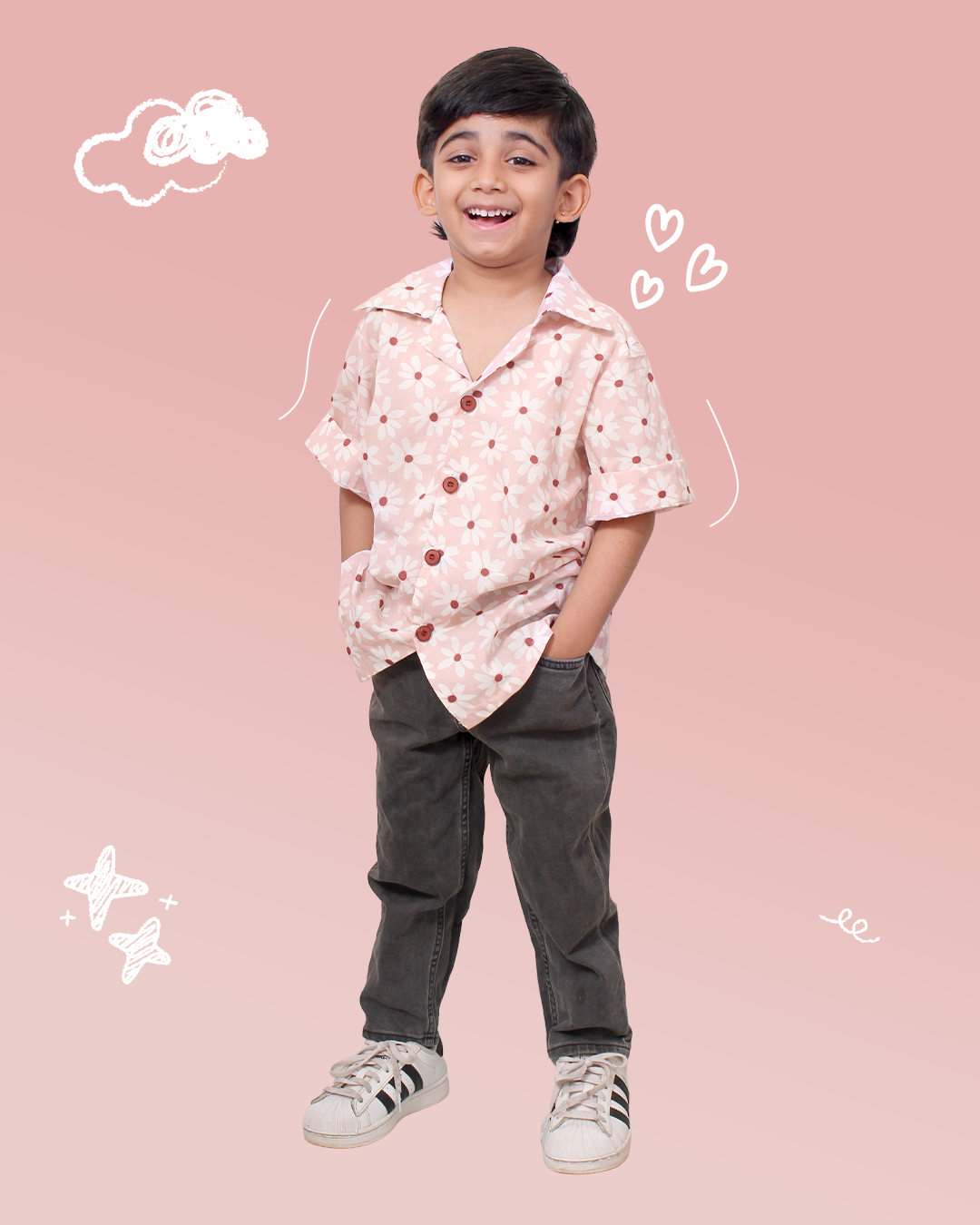 Boys Pink Floral Shirt