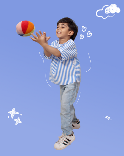Boys Blue Striped Kurta Shirt