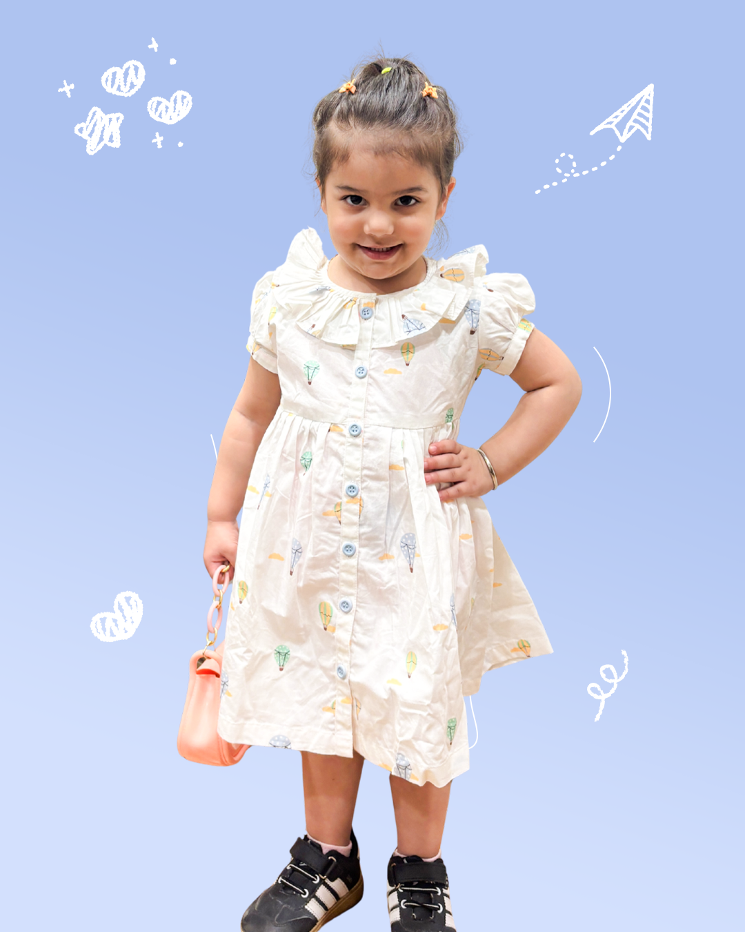 Girls Shirt Dress Hot Air Balloon Print
