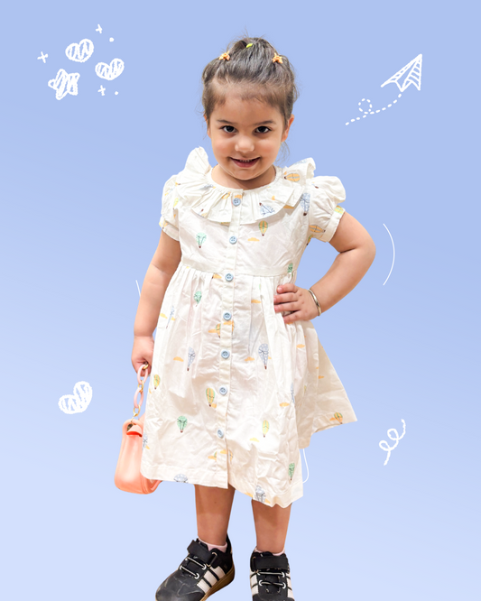 Girls Shirt Dress Hot Air Balloon Print