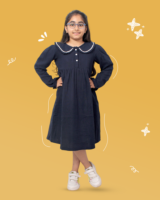 Girls Blue Peter Pan Collar Dress