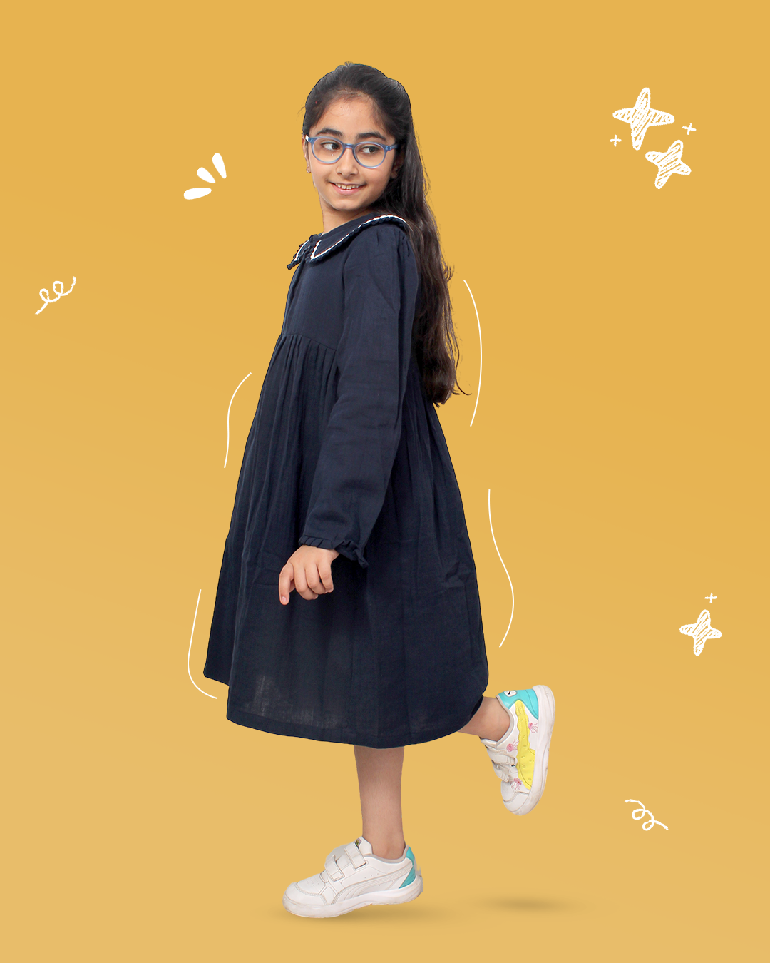 Girls Blue Peter Pan Collar Dress
