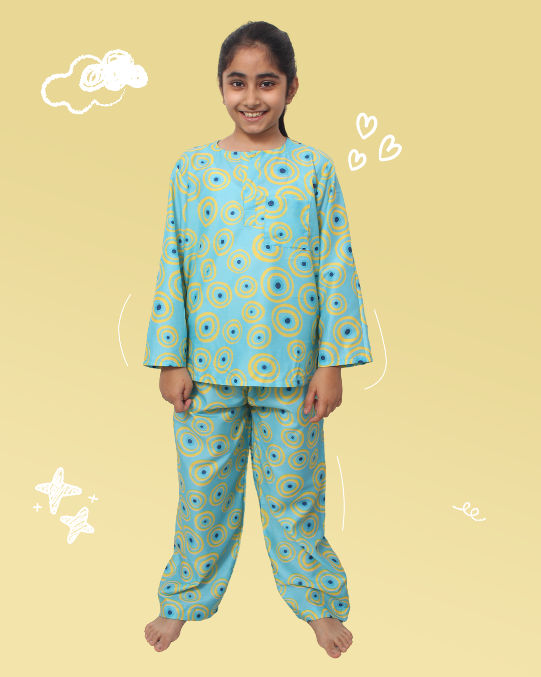 Kids Evil Eye Printed Night Suit