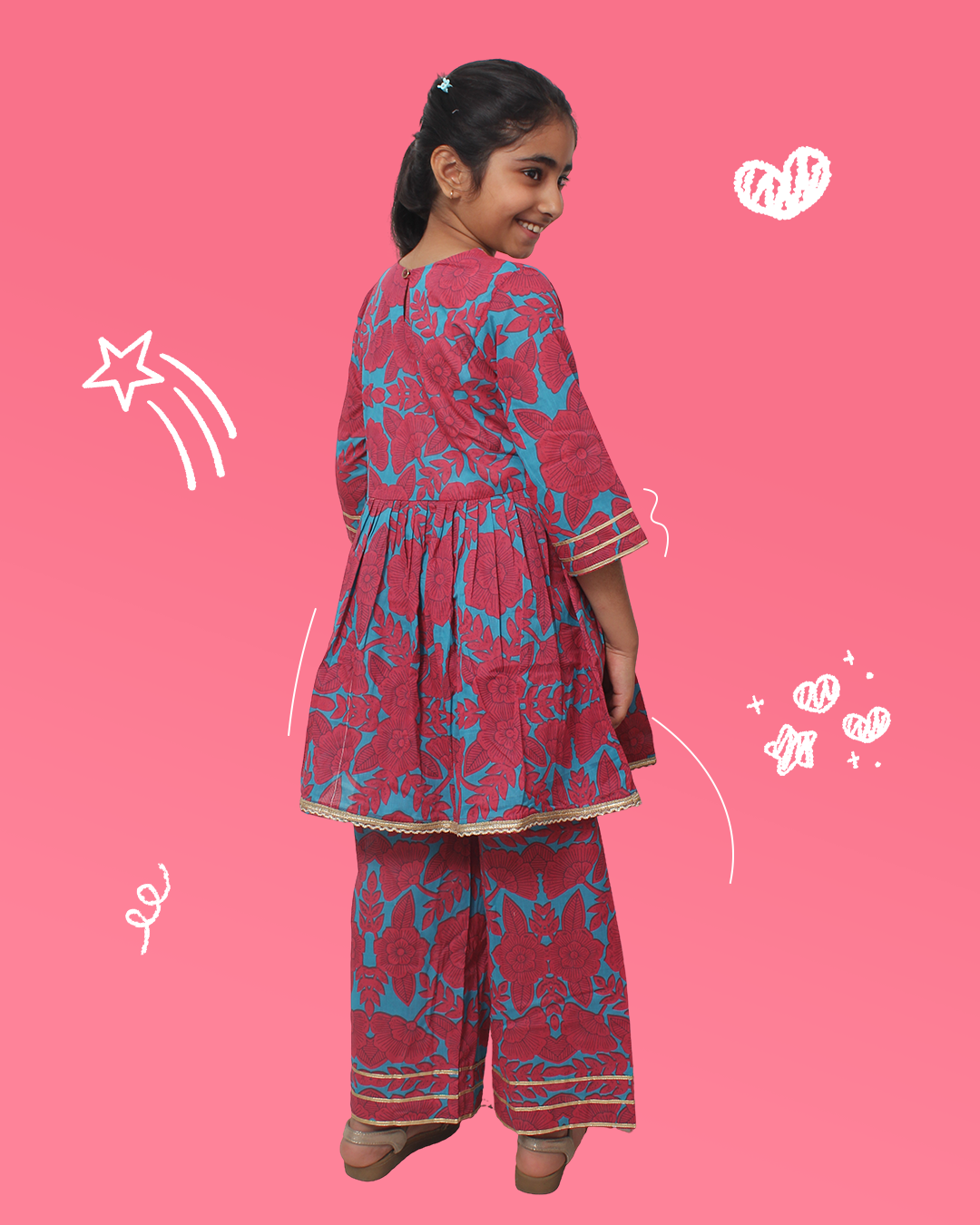 Girls Floral Kurta Set