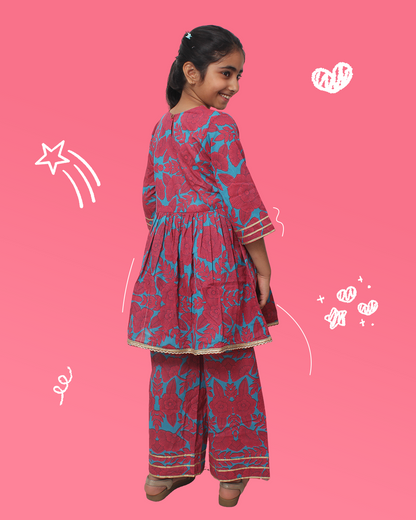 Girls Floral Kurta Set