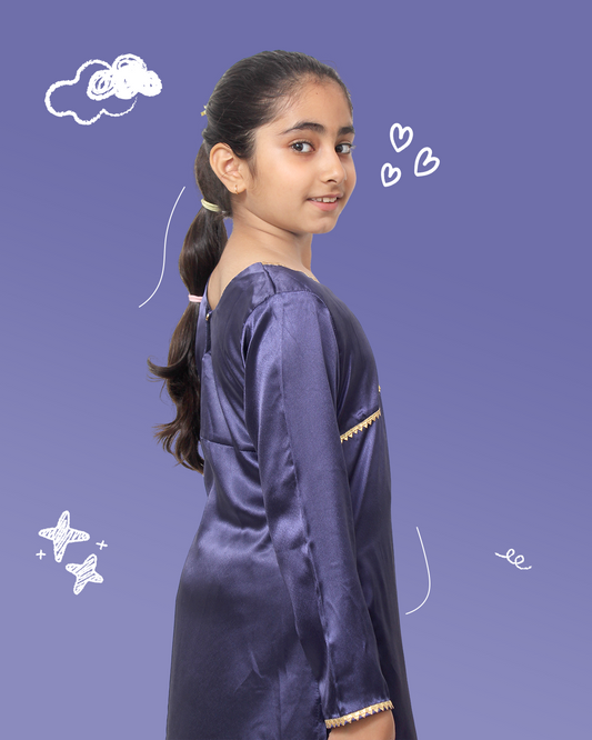 Girls Purple Silk Kurta Suit