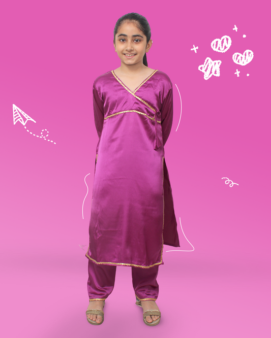 Girls Rani Pink Kurta Set