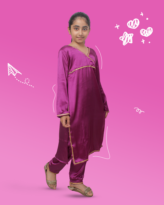 Girls Rani Pink Kurta Set