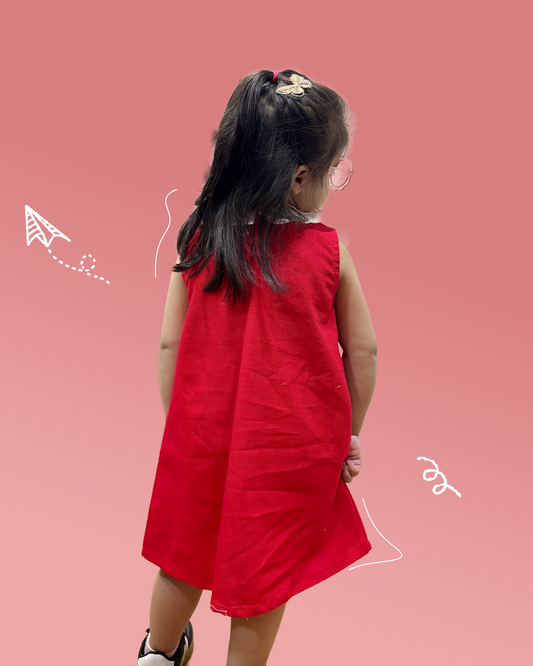 Girls Red Peter Pan Collar Dress