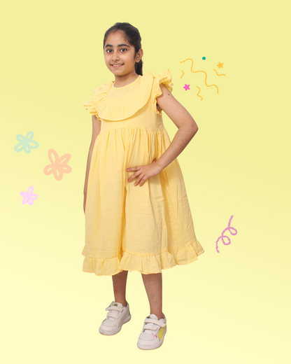 Girls Yellow Ruffle Dress
