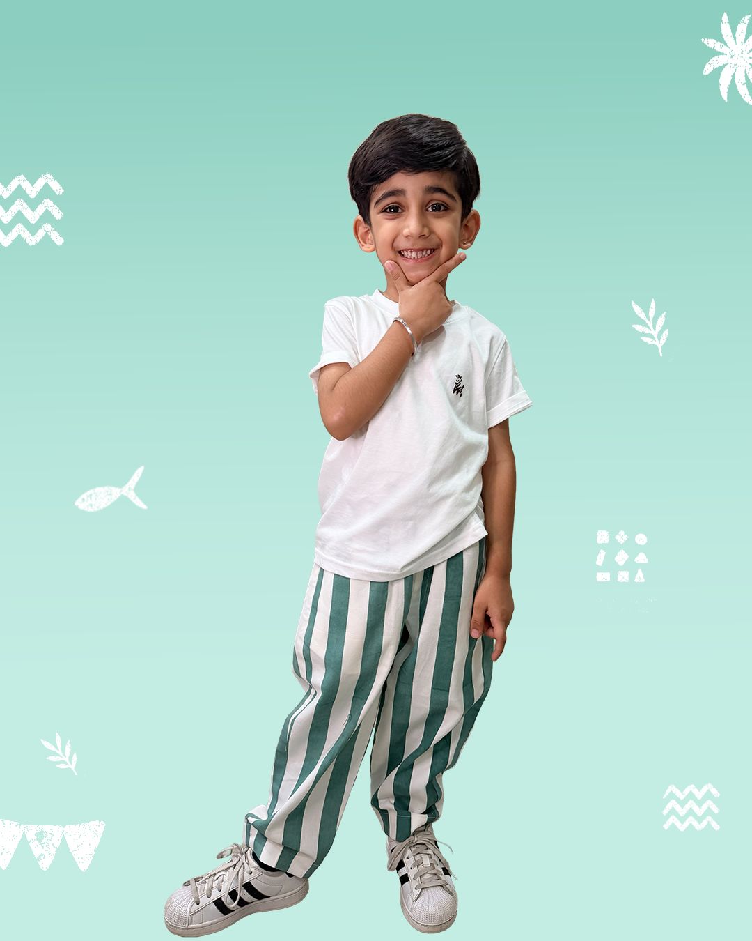 Green Stripe Relaxed Fit Pants