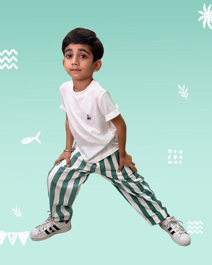 Green Stripe Relaxed Fit Pants