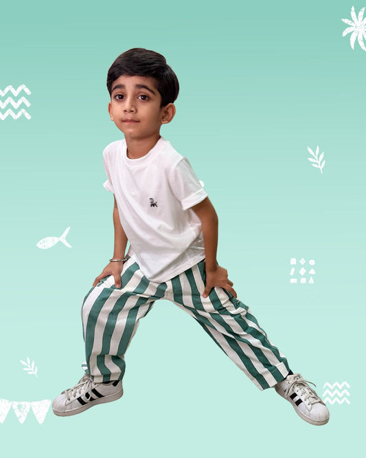 Green Stripe Relaxed Fit Pants