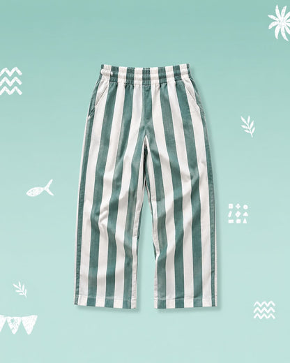 Green Stripe Relaxed Fit Pants