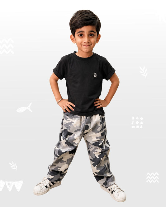 Grey Camouflage Relaxed Fit Pants