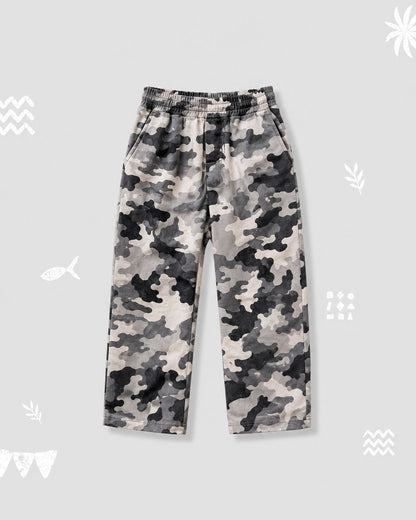 Grey Camouflage Relaxed Fit Pants