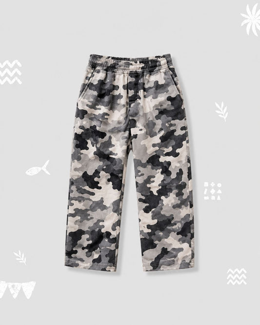 Grey Camouflage Relaxed Fit Pants