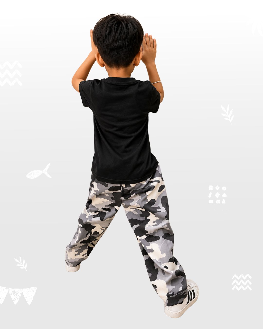 Grey Camouflage Relaxed Fit Pants
