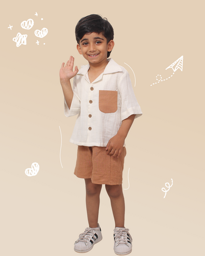 Boys Coord Set Beige