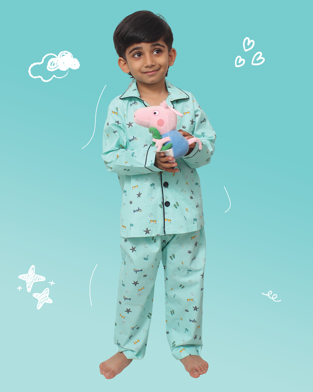 Kids Ocean Print Night Suit