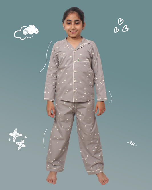 Kids Night Suit Star Moon Print