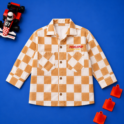 PicklePop Racing Club – Desert Check Kids Shirt