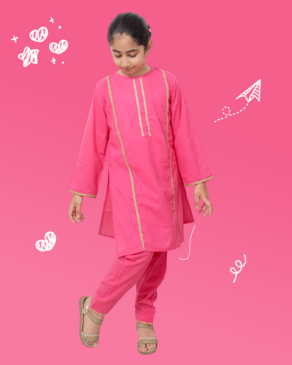 Girls Pink Kurta Set