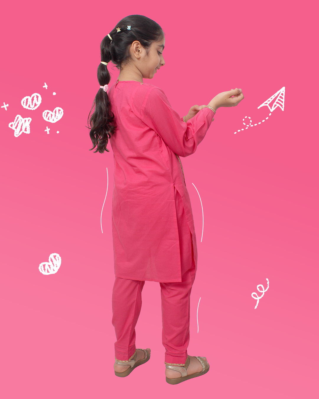Girls Pink Kurta Set