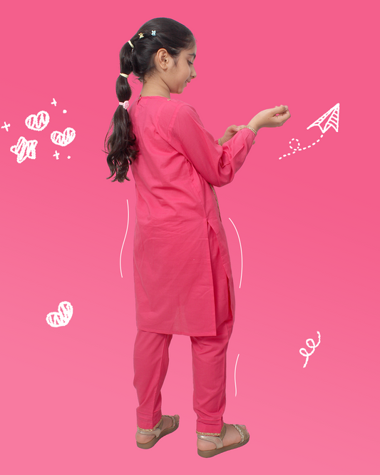 Girls Pink Kurta Set