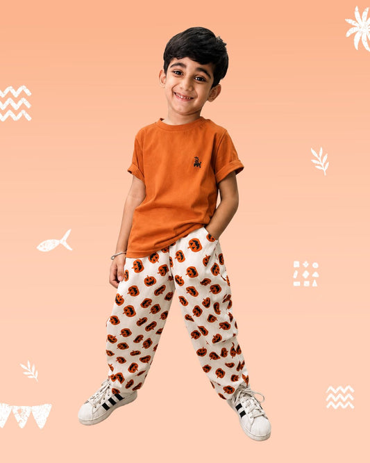 Pumpkin Print Relaxed Fit Pants