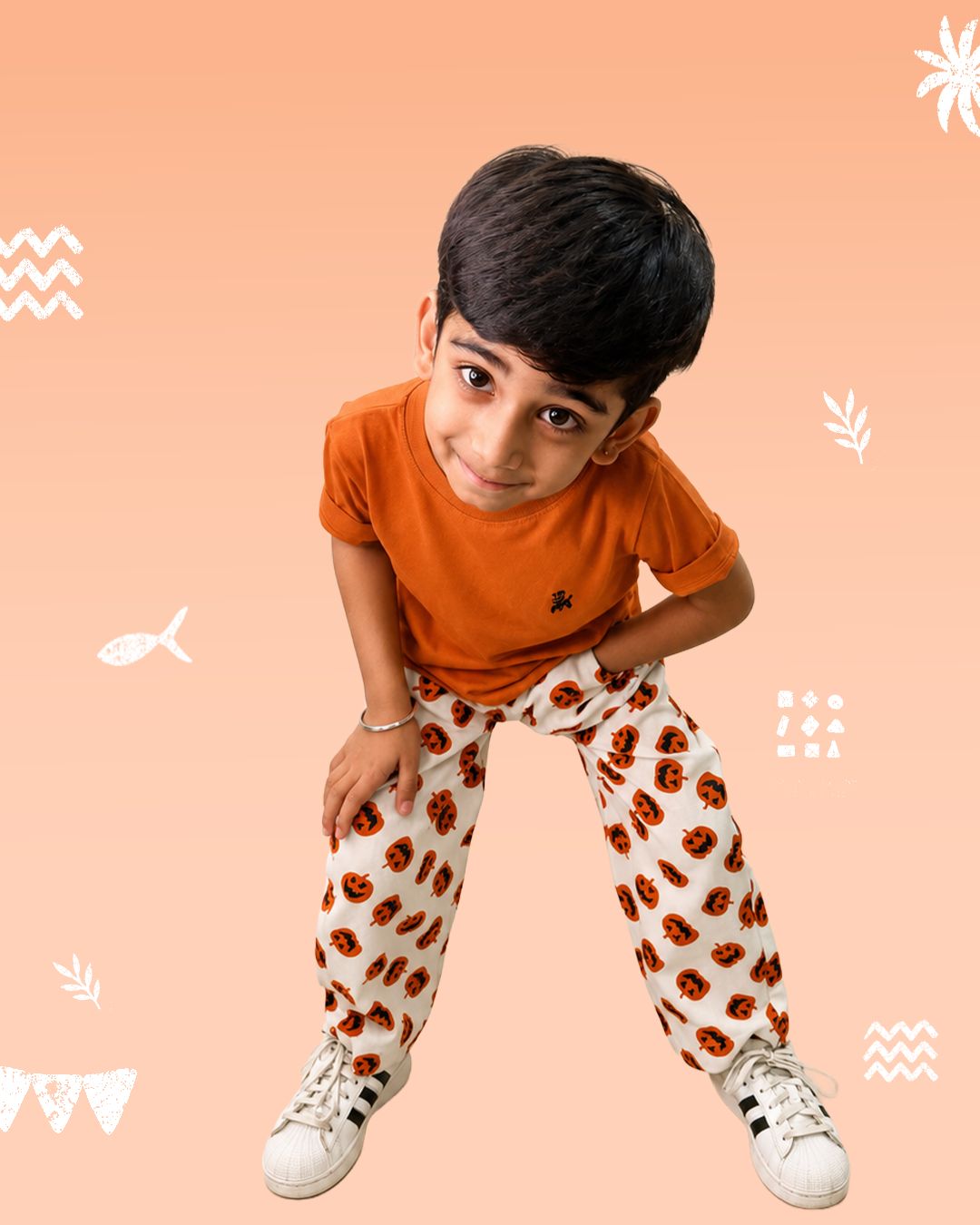 Pumpkin Print Relaxed Fit Pants