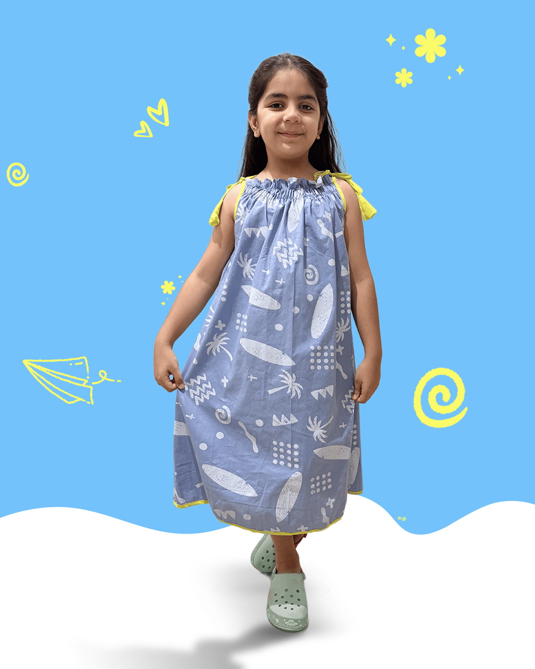 Sky Surf Tie-Up Dress