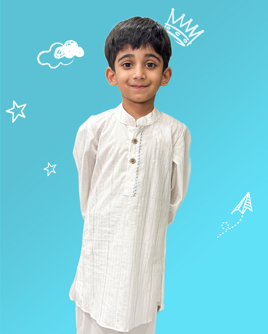 White Pintex Kurta Pyjama Set