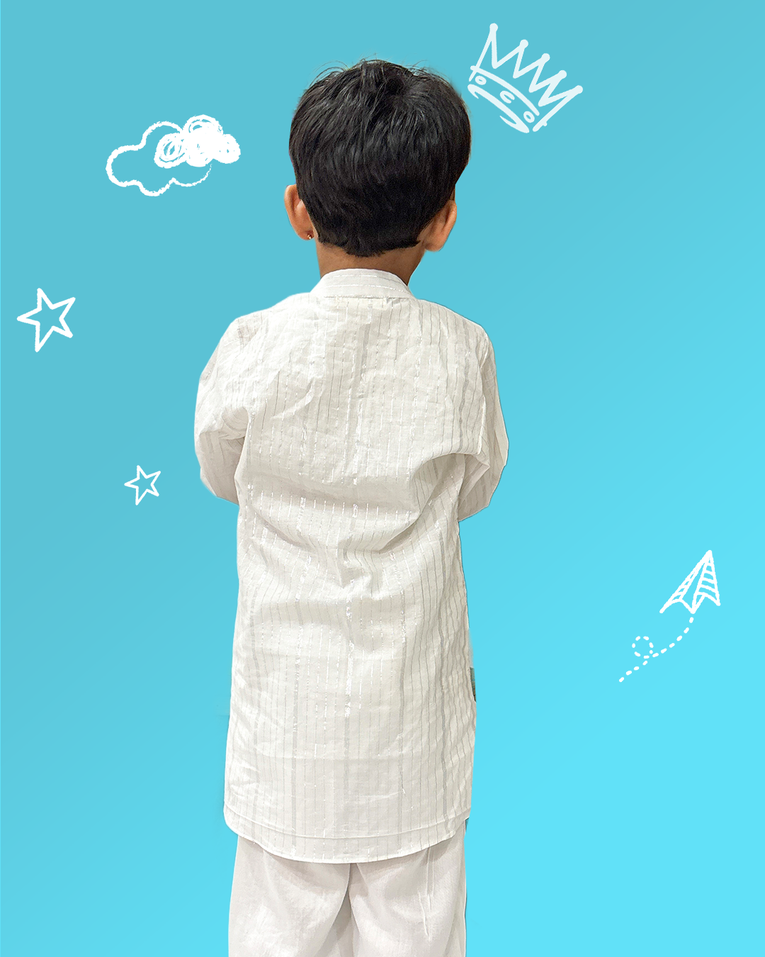 White Pintex Kurta Pyjama Set