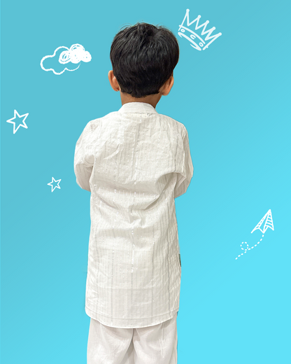White Pintex Kurta Pyjama Set