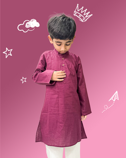 Wine Solid Pyjama Kurta